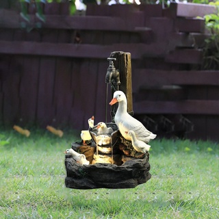aoyuedan estatua de jardín fuente patos diseño familiar resina ornamental patio miniaturas decoración del patio del hogar (6)