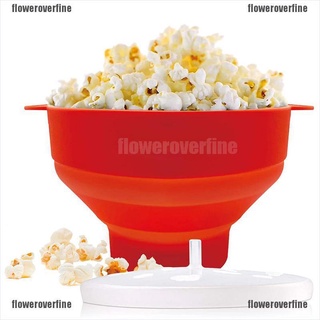 FLCL Popcorn Microwave Silicone Foldable Red DIY Popcorn Bucket Bowl Maker With Lid 210824