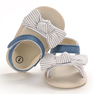 Bz-Sandalias con lazo de rayas para bebés/suela suave/antideslizante/zapatos planos con punta abierta para bebés/Pre-Walkers (3)
