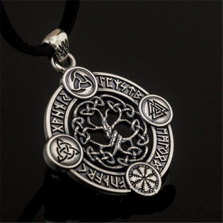 Collar Con Colgante De Amuleto De Las Runas De Futhark De La Moda Vikinga Hueco Árbol Vida Celta Triángulo (4)
