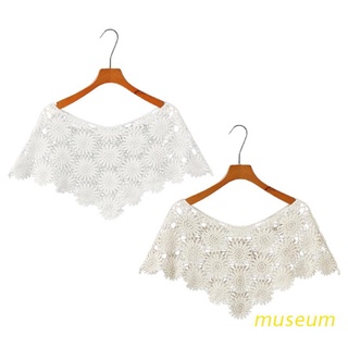 MUSE Women Knit Hollow Out Shawl Wrap Wedding Bridal Bolero Flapper Cover Up Crochet Sunflower Lace Scarf Shrug Cape Poncho
