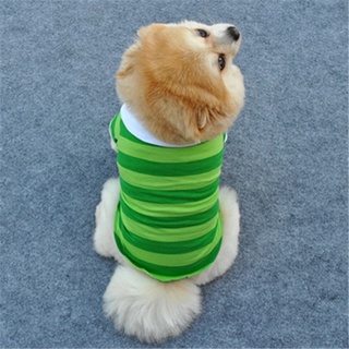 Verano mascota de algodón clásico rayas camisa cachorro Polo gato solapa camiseta