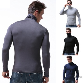 Hombres caliente manga larga camisas de compresión cuello alto invierno Base capa superior jersey ligero T-Shirt