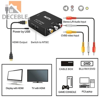 Deceble AV a HDMI compatible con adaptador 1080P convertidor de vídeo MINI AV2HDMI compatible con adaptador caja convertidor para HDTV (5)