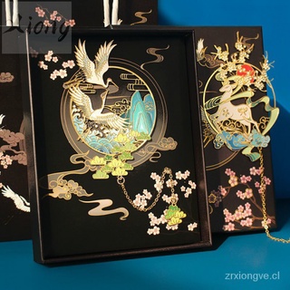 Marcador clásico exquisito de latón hueco estilo chino estudiante creativo arcaísta inspirador Metal Lotus regalo conmemorativo