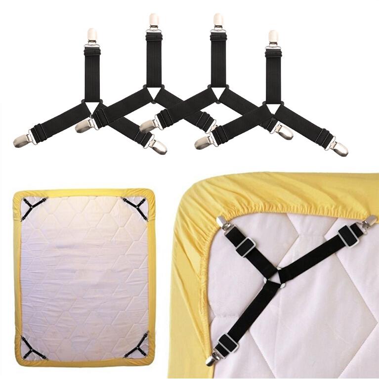 4 piezas de triángulo para cama, soporte de colchón, pinzas, correas elásticas