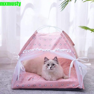 Mxmusty lindo perro gato cama cachorro mascotas mascotas tienda portátil con cojín interior teepee plegable lavable animales cama