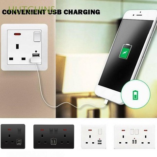 HUTCHINS 13A Wall Plug Socket UK Plug Electrical Outlet Power Socket Electrical Equipment with 2 USB Charger Port Home Improvement Adapter Charger UK Standard Electrical Socket (1)