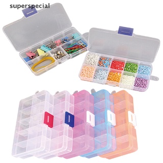 【cial】 Plastic 10 Slots Adjustable Jewelry Storage Box Case Craft Organizer Beads .