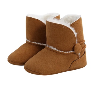Gb-Baby botas de nieve de invierno, Color sólido forro de lana gruesa bota con suela de goma antideslizante para niñas, niños, 0-18