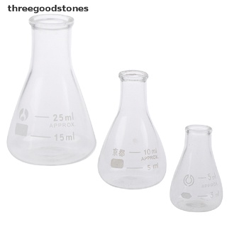 [threegoodstones] 1pc 5/10/25ml vidrio cónico erlenmeyer frasco de laboratorio suministros frasco de borosilicato caliente
