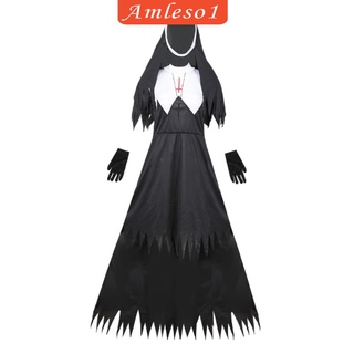 [AMLESO1] Conjunto de Cosplay de fiesta de Halloween para mujer, diseño de monja Medieval