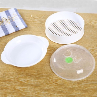 Yoo europeo de una sola capa de plástico vaporizador de microondas horno de microondas redondo de plástico horno de microondas con tapa herramientas de cocina (7)