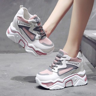 （PING） Shoe Women's Hundred High-heeled Casual Shoes Super-fire Thick Bottom To Increase Shoes The New Sports Shoes Women's Korean Version