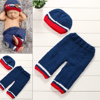 conjunto de trajes de fotografía recién nacido de punto sombrero+pantalones hechos a mano conjunto de ropa de ganchillo