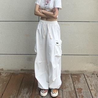 Popular money✔♘▥Tooling pantalones anchos de verano para mujer ins delgados leggings rectos blancos pantalones sueltos y delgados pantalones de moda pantalones tendencia