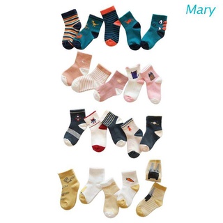 Mary 5 pares calcetines de bebé cálidos y cómodos calcetines de algodón de dibujos animados coloridos