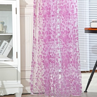 [aleación] cortinas translúcidas impresas de hojas para decoración de ventanas del hogar, cortinas transparentes de tul