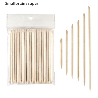 Smallbrainssuper 100pcs Wooden Cuticle Pusher Remover Nail Art Design Orange Wood Sticks Tools SBS