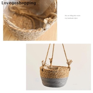 [Lovego] cesta de almacenamiento de plantas de jardín yute cuerda colgante maceta tejida maceta titular
