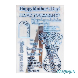 zanjinjin feliz día de la madre de silicona transparente sello diy scrapbooking relieve álbum de fotos decorativo tarjeta de papel artesanía arte hecho a mano regalo