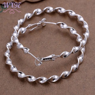 WX9E nueva joyería de moda de plata de ley 925 fina espiral ondulación aro de oreja pendientes Clip de oreja para mujeres regalo (2)