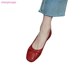 Bowknot pequeños zapatos rojos mujer primavera 2021 nuevo salvaje dedo del pie redondo suela suave solo zapatos de mujer zapatos planos poco profundos boca madre zapatos