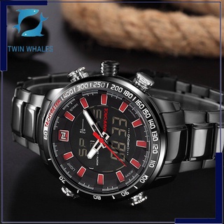 Naviforce 9033 reloj electrónico de cuarzo deportivo reloj de hombre negro caja roja