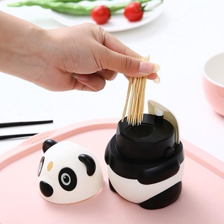 Panda automático palillo de dientes caja creativa presión mano tipo palillo caja de dibujos animados lindo hogar mesa de comedor decoración (2)