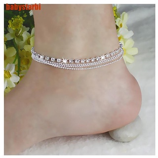 [babystarbi] bohemia mujer 4 capas cristal cuentas sandalia tobillera cadena de tobillo pie joyería