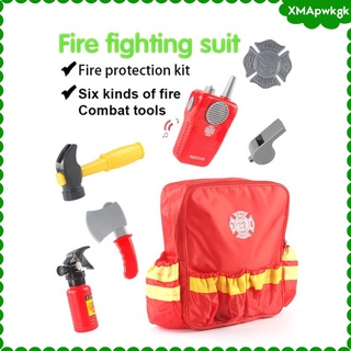 7 piezas juguetes bombero traje de juego de rol juguete para niños vestir juego de pretender