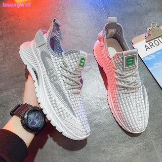 Shoes men s 2021 summer new Korean version of the wild breathable running shoes flying woven shoes trendy shoes men s casual fashion sports shoes