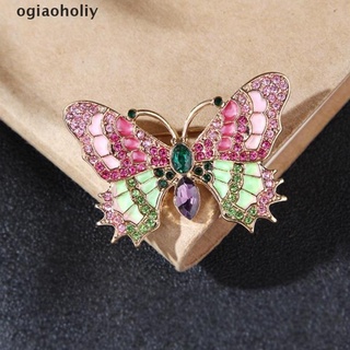 ogiaoholiy colorido esmalte lindo retro mariposa rhinestone cristal broche pin joyería regalo cl