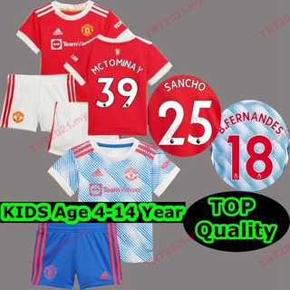 KIDS KITS 2021 2022 Manchester United Away Home Soccer Jersey Tamaño 4-14 Año Personalizar El Nombre Número