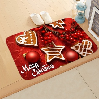❈Gf❀Alfombra de franela de estilo navideño, absorción de agua antideslizante, alfombra rectangular para cocina, baño, (7)
