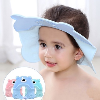gorro de ducha de silicona suave para niños, oso, lavado de pelo, gorro de baño, ajustable, impermeable, protección de los oídos