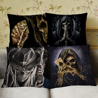 [Pillowcase] Skull Gun Ghost Squad impreso cuero sofá cama/coche melocotón cuero funda de almohada 45*45 cm (8)