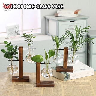 florero de plantas hidropónicas vintage transparente estante de madera decoración para el hogar jardín boda (1)
