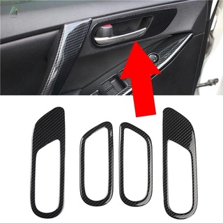 For Mazda 3 Sedan /Axela BL 2009-2013 Carbon Fiber Car Inner Door Handle Bowl Catch Cover Trim Frame