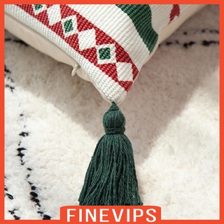 [FINEVIPS] Fundas de almohada Boho de algodón tejidas decorativas con borlas para sofá cama, fundas de cojín acento para decoración del hogar