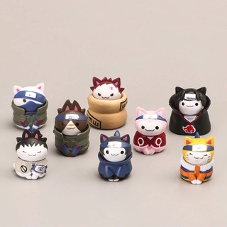 chloe decoración de la habitación ninja conjunto kawaii micro adornos anime figuras ninja miniaturas paisaje decoración artesanía decoración del hogar de dibujos animados modle mini escultura gato figuras juguetes (6)