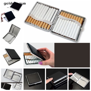 [goldensqua] Classic Leather & Alloy Cigarette Case Box Metal Holder Cigars Container for Lighter .