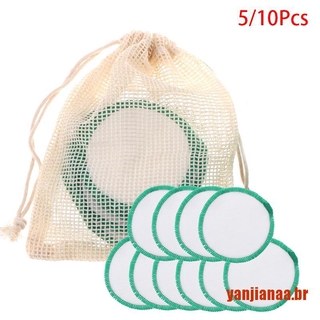 [AAyan]5/10 almohadillas reutilizables de algodón de bambú limpiador de maquillaje almohadillas de dos Laye (1)