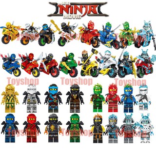 16 Pcs Lego Ninjago Minifigures With motorcycle Building Blocks Toys Ninja Marvel Super hero Gift 31050 + 61015