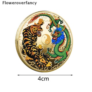 ffcl dragon peleas con patrón de tigre medalla antigua chapado en oro monedas conmemorativas caliente