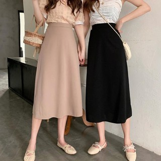 Nuevo estilo de verano Rok Wanita mediados de longitud de las mujeres falda de cintura alta blusa delgada una línea femenina falda