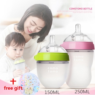 COMOTOMO-Botella De Leche De Silicona Para Bebé (150/250 Ml , 5 Oz Y 8 , Sin BPA , Niños Con Regalo Gratis)