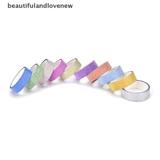 [beautifulandlovenew] 10pcs glitter washi papel pegajoso enmascaramiento cinta adhesiva etiqueta diy artesanía decorativa (7)