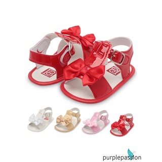 Purp-baby niñas arco sandalias, suela suave antideslizante dedo del pie abierto zapatos planos bebé primeros pasos