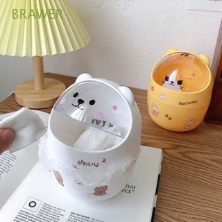 BRAWER Kawaii Garbage Bin Bear Dustbin Basket Trash Can With Lid Mini Cute Pen Holder Household High Quality Sundries Barrel/Multicolor (1)